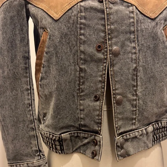 R13 Two-Tone Suede Yoke Denim Jacket - Brown & Gray - Picture 3 of 6